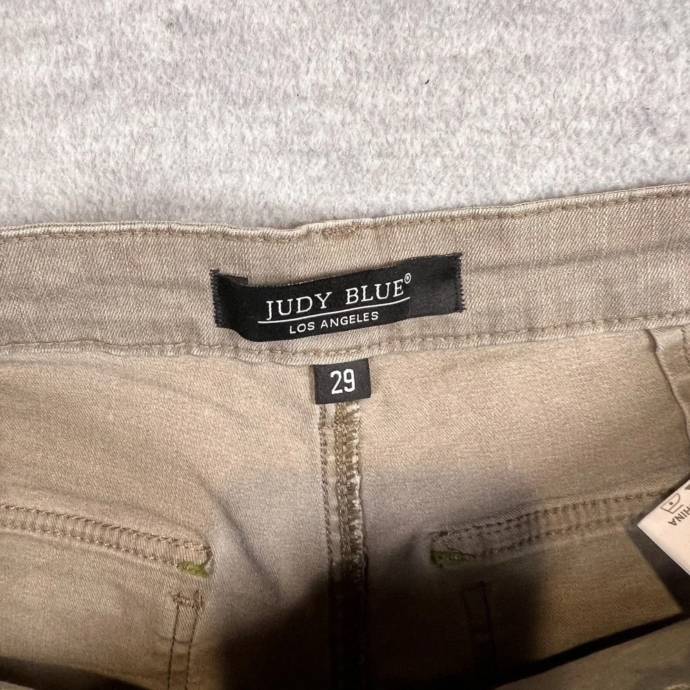 Judy Blue Women's Size 29 Cut Off Denim Shorts Frayed Hem Green‎ Olive Pockets